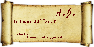 Altman József névjegykártya