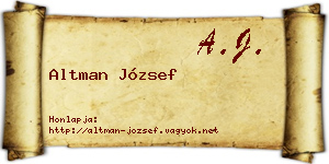 Altman József névjegykártya